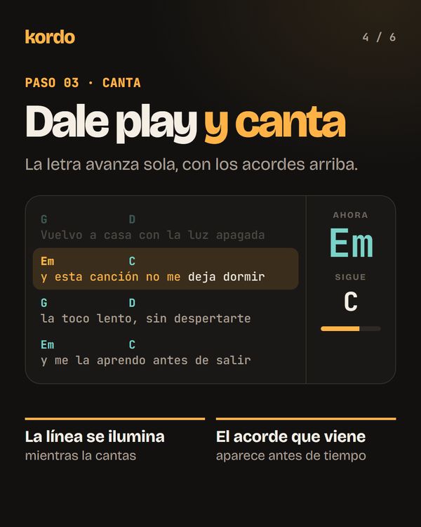 Paso 3 en Kordo: Dale play y toca